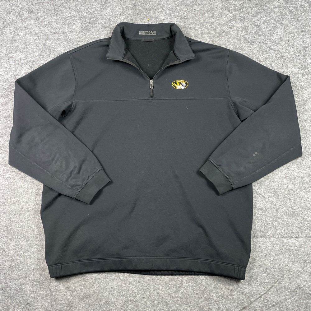 Missouri Tigers Pullover Mens Large Black Nike Golf Therma Fit 1/4 Zip Fleece